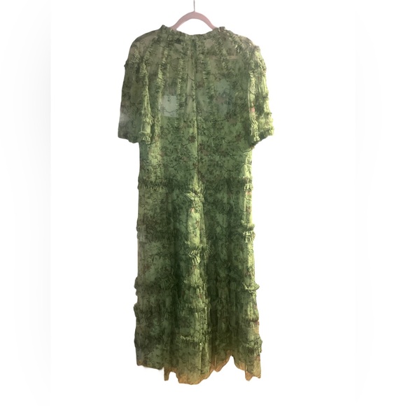 Mac Duggal Women's Floral Flutter Sleeve Mesh Print Dress in Sage Green #8010 - Picture 7 of 14